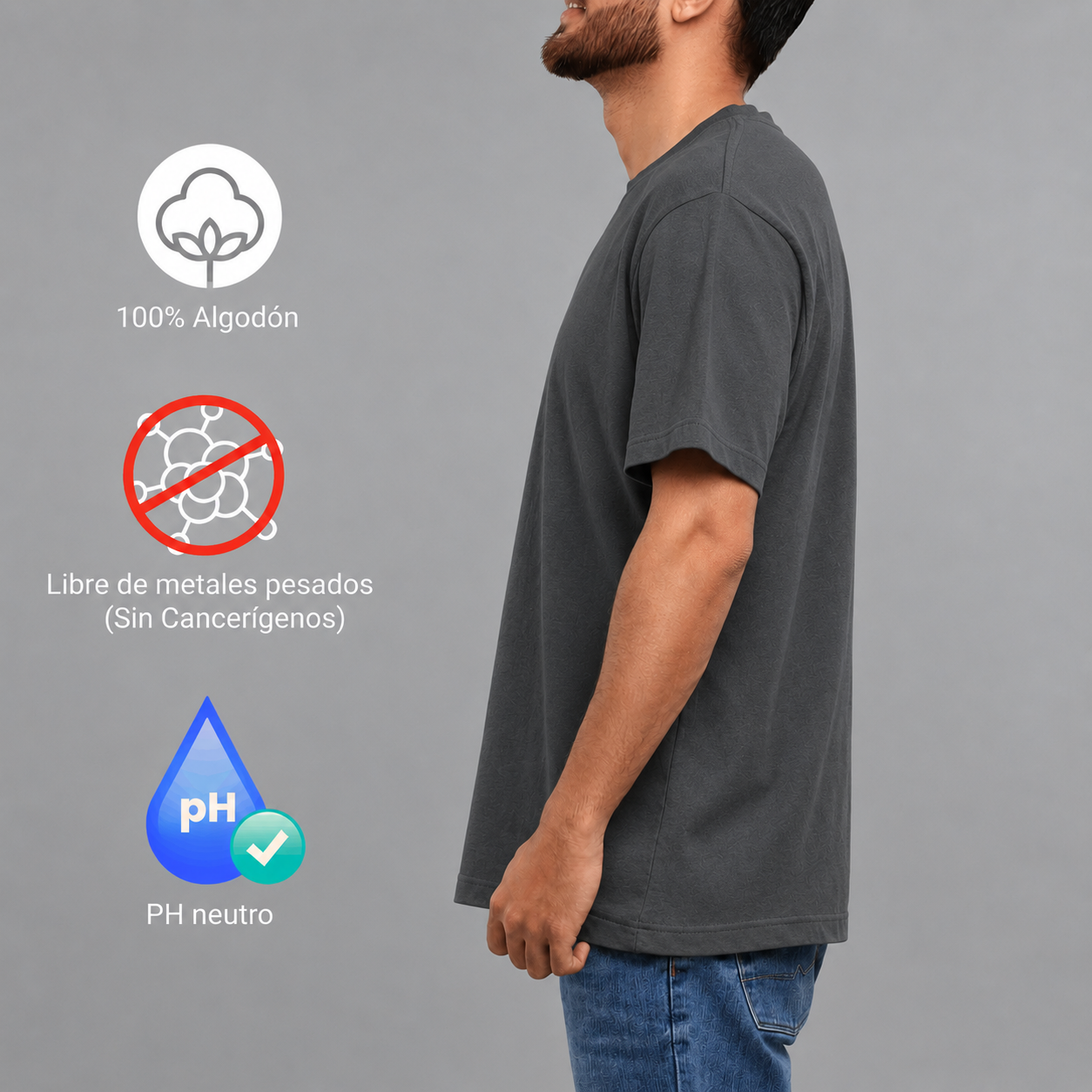 Playera Oversize Gris Oxford - Imagen 4